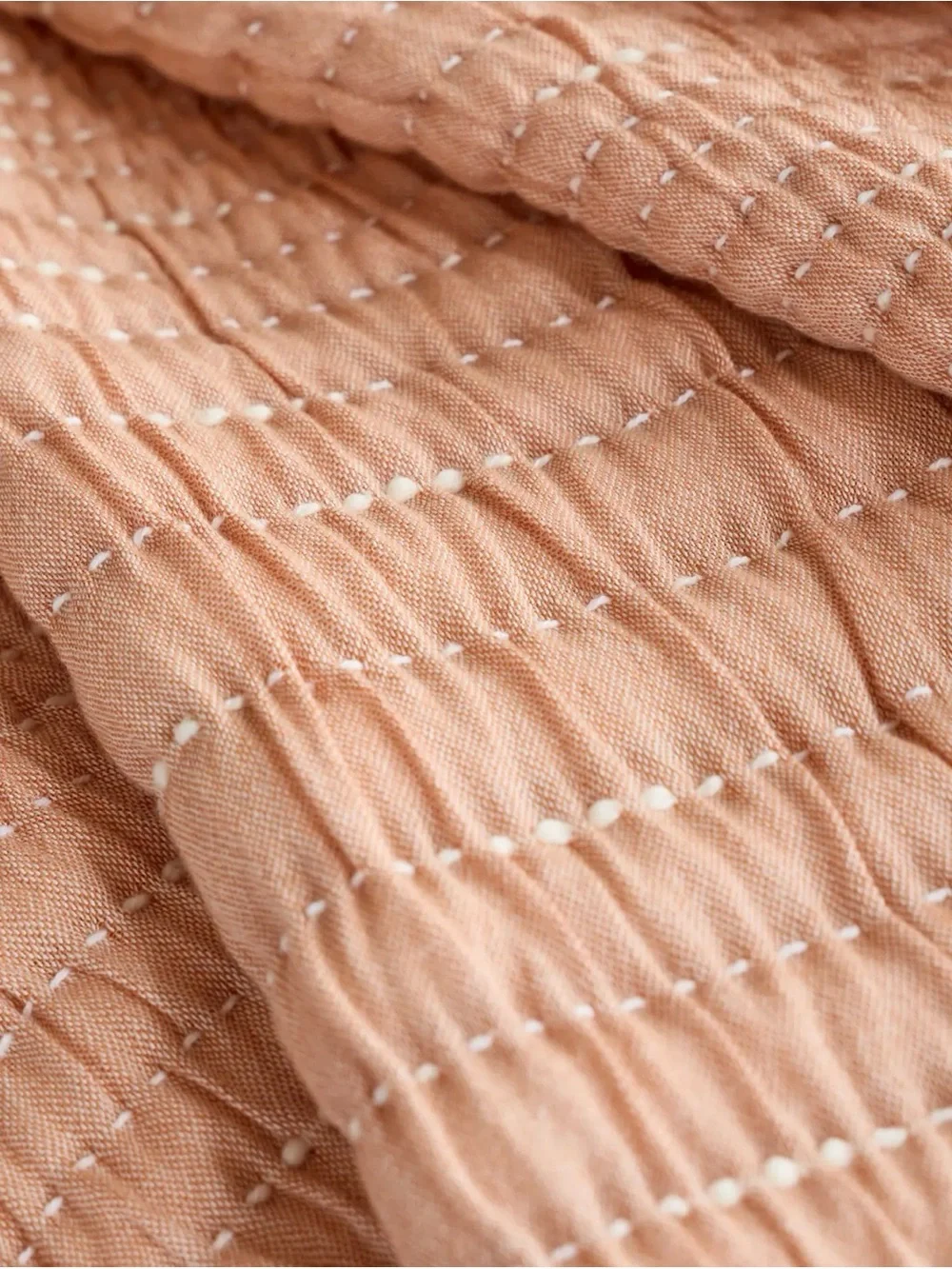 NWOT Organic Cotton Coral Pink Channel Stitched Coverlet (ONLY) - Retail $140